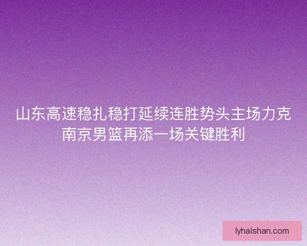山东高速稳扎稳打延续连胜势头主场力克南京男篮再添一场关键胜利